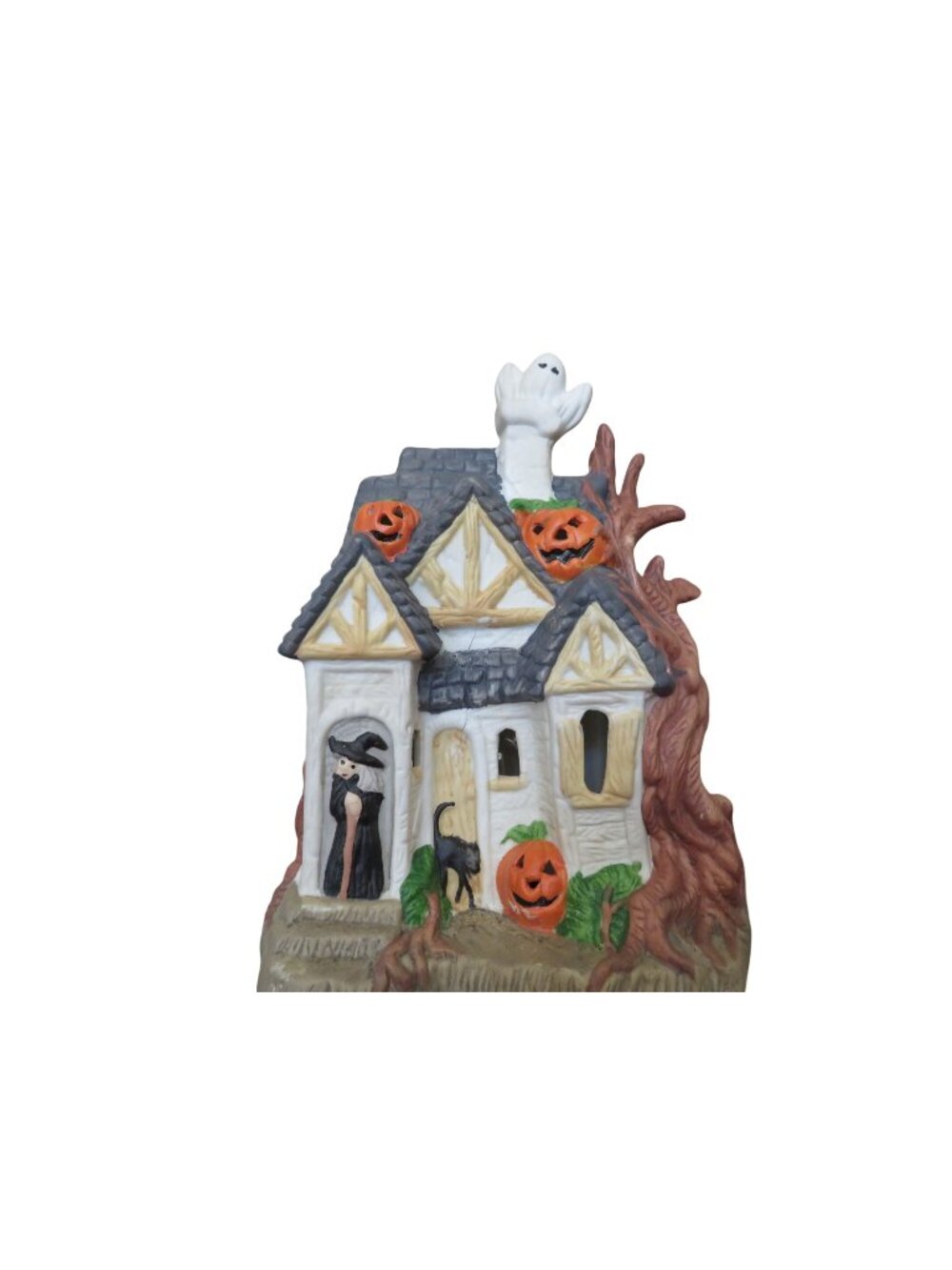Prettique Witchs Hut Porcelain Light-Up Sculpture With Cord & Bulb Included